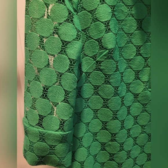 Vintage Andre Oliver Kelly Green Circle Collared Dress With Pockets Size 10 - Picture 3 of 6